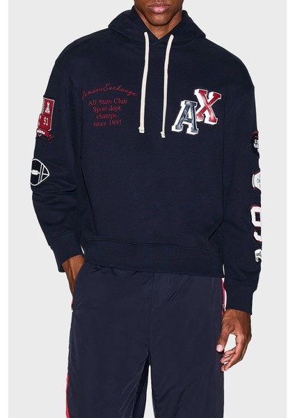 Logolu Streç Pamuklu Regular Fit Kapüşonlu Yaka Sweat Erkek Sweat XM000749 AF12656 UB101