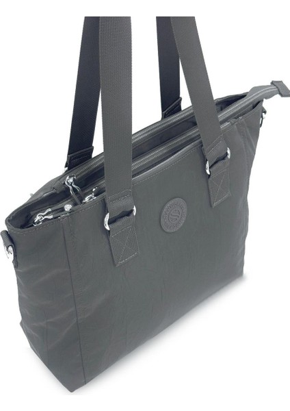 Suya Dayanıklı Klinkır Kumaş Çok Bölmeli Çapraz El ve Omuz Kadın Çanta Füme indirimleri