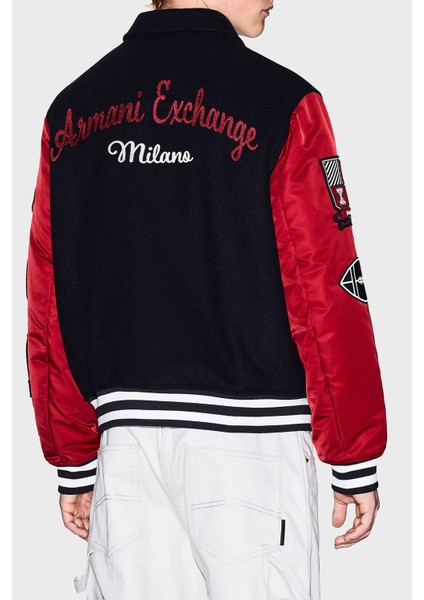 Logolu Işleme Detaylı Yün Karışımlı Relaxed Fit Bomber Ceket Erkek Ceket XM001106 AF16601 MB164 modelleri