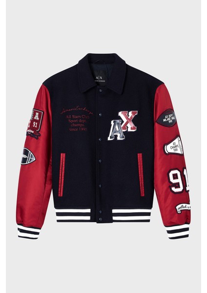 Logolu Işleme Detaylı Yün Karışımlı Relaxed Fit Bomber Ceket Erkek Ceket XM001106 AF16601 MB164 indirimleri