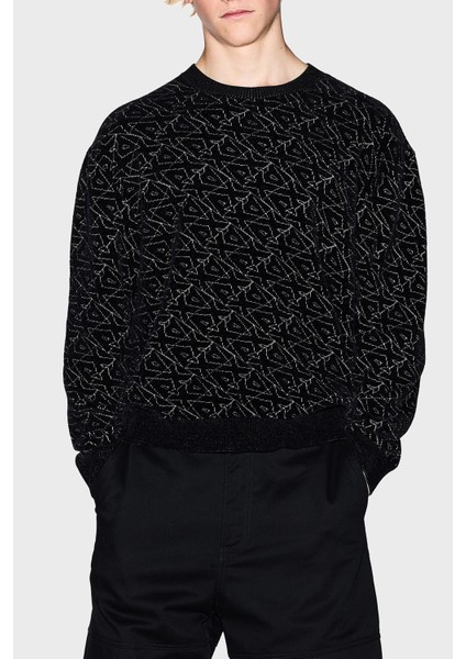 Tamamı Logolu Regular Fit Bisiklet Yaka Kazak Erkek Kazak XM001330 AF16916 FC196