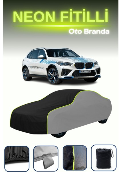 Gri-Siyah-Gri [bmw Ix5 Hydrogen] Uyumlu Neon Fitilli Araba Brandası, Su ve Toz Geçirmez