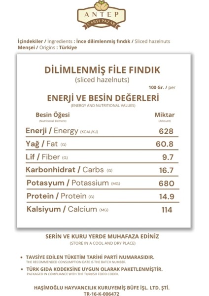 Dilimlenmiş File Fındık | 100 Gr. indirimleri