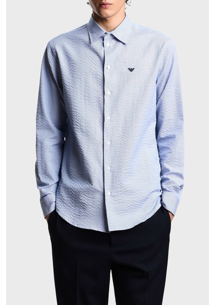 Jakarlı Pamuklu Regular Fit Klasik Yaka Gömlek Erkek Gömlek EM000099 TE16993 F9026