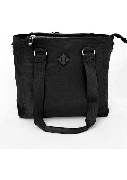 Suya Dayanıklı Klinkır Kumaş Çok Bölmeli Çapraz El ve Omuz Kadın Çanta Siyah