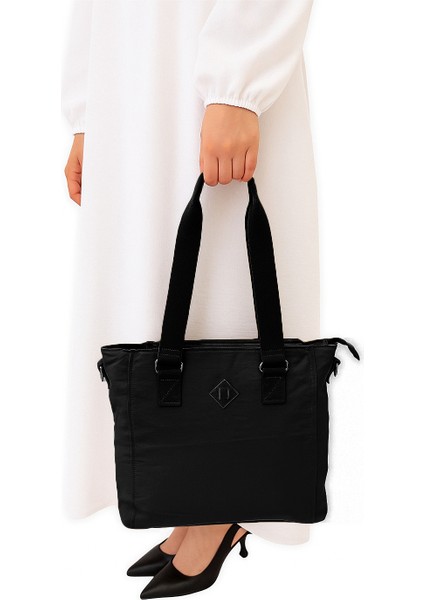 Suya Dayanıklı Klinkır Kumaş Çok Bölmeli Çapraz El ve Omuz Kadın Çanta Siyah fırsatları