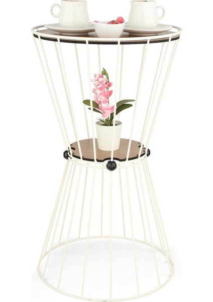 Alpin Beyaz ve Ceviz Tonlarında, Şık Tasarımlı Ahşap Sehpa, Oturma Odası Ve Salon Dekorasyonu İçin İdeal indirimleri