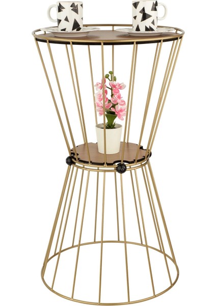 Alpin Yan Sehpa Metal ve MDF Eskitme Ceviz Renk Modern Tasarım Salon Ofis Kullanımına Uygun indirimleri