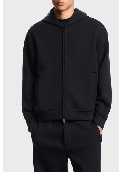 Logolu Streç Pamuklu Regular Fit Kapüşonlu Sweat Erkek Sweat EM002866 AF17547 UB118