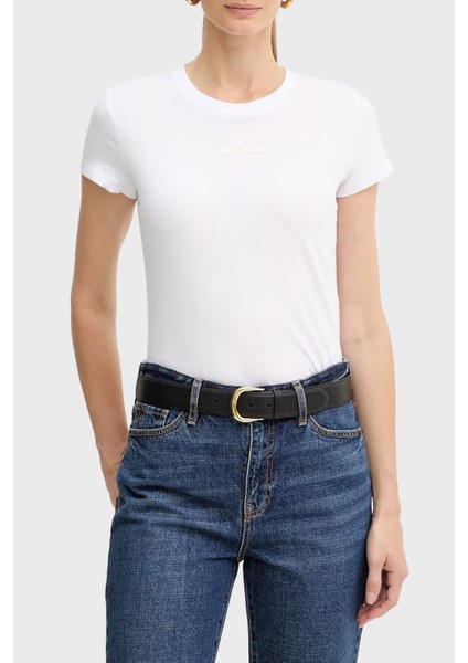 Logolu Pamuklu Slim Fit Bisiklet Yaka T Shirt Bayan T Shirt XW001369 AF10356 U0002