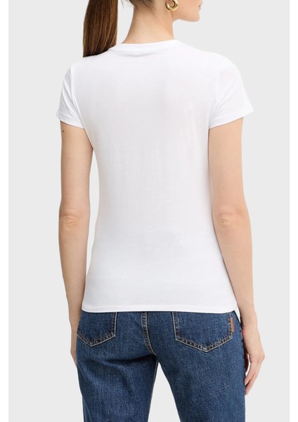 Logolu Pamuklu Slim Fit Bisiklet Yaka T Shirt Bayan T Shirt XW001369 AF10356 U0002 modelleri