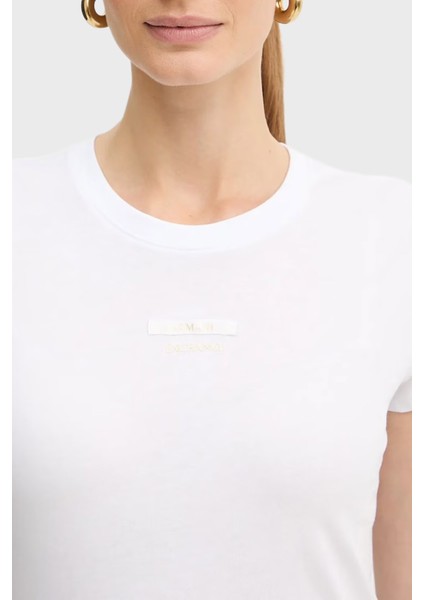 Logolu Pamuklu Slim Fit Bisiklet Yaka T Shirt Bayan T Shirt XW001369 AF10356 U0002 fırsatları