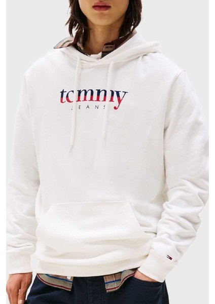 Logolu % 100 Pamuk Regular Fit Kapüşonlu Sweat Erkek Sweat DM0DM22113 Ybl