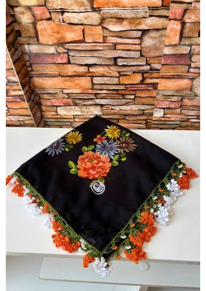 Anne-Kadın Oyalı El Işi Üzümlü Eşarp Tülbent Yazma