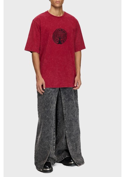 Pamuklu Oversize Fit Bisiklet Yaka Logolu T Shirt Erkek T Shirt LB25FWTURMUOT fırsatları