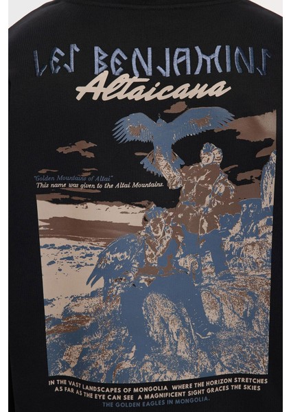 Sırt Baskılı Pamuklu Relaxed Fit Kapüşonlu Sweat Erkek Sweat LB25FWTURMUHD