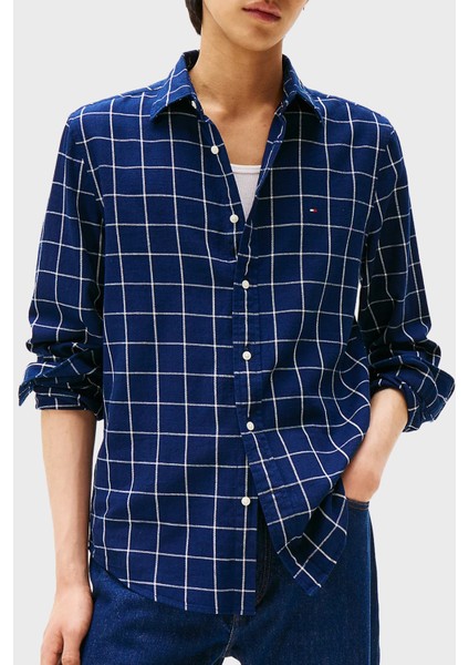 Kareli % 100 Pamuk Regular Fit Uzun Kollu Gömlek Erkek Gömlek MW0MW40451 0ms