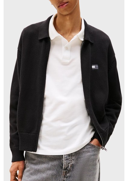 Logolu % 100 Pamuk Relaxed Fit Gömlek Yaka Örme Sweat Erkek Sweat DM0DM22106 Bds