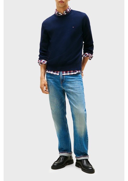 Pamuk ve Kaşmir Karışımlı Regular Fit Bisiklet Yaka Kazak Erkek Kazak MW0MW40449 Dw5 fiyatları