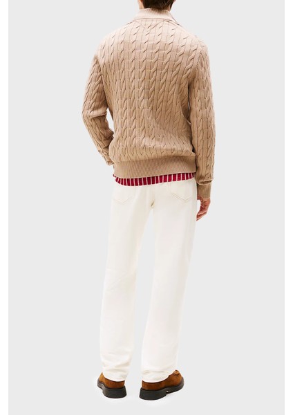 Pamuklu Regular Fit Yarım Fermuarlı Dik Yaka Kazak Erkek Kazak MW0MW36532 Afe modelleri