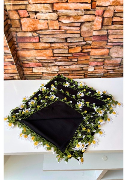 Anne-Kadın Papatya Oyalı El Işi Eşarp Tülbent Yazma Çeyiz