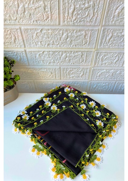 Anne-Kadın Papatya Oyalı El Işi Eşarp Tülbent Yazma Eripek/reyhan