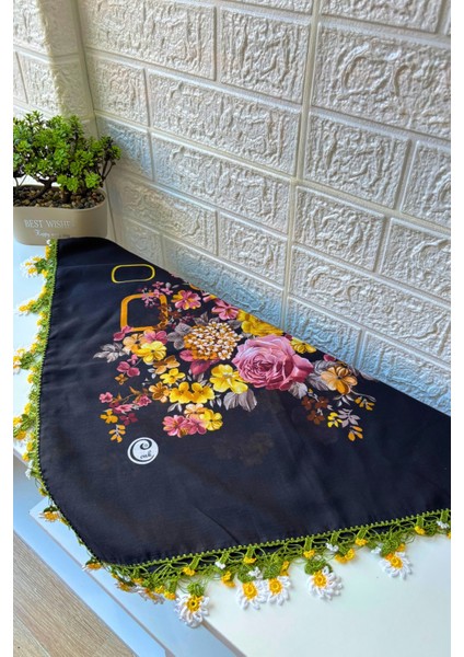 Anne-Kadın Papatya Oyalı El Işi Eşarp Tülbent Yazma Eripek/reyhan fiyatları