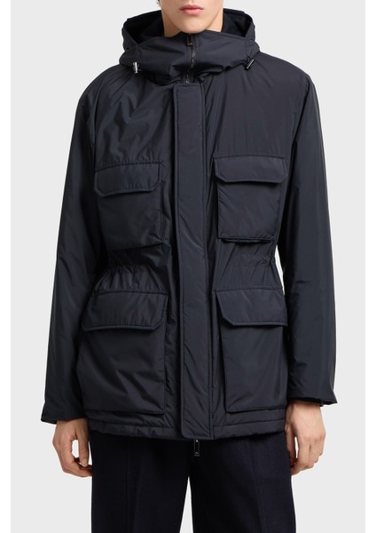 Logolu Regular Fit Su Itici Kapüşonlu Şişme Mont Erkek Mont EM003184 AF18503 UB118