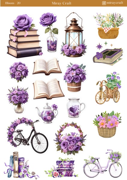 1 Adet Açan Çiçekler Temalı Sticker – 12X17 cm Scrapbook, Bullet Journal, Planlayıcı Için