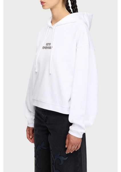 Sırt Baskılı Pamuklu Relaxed Fit Kapüşonlu Yaka Sweat Bayan Sweat LB25FWTURFUHD