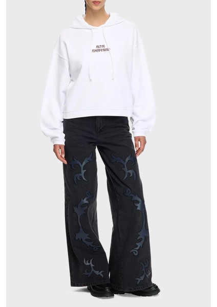 Sırt Baskılı Pamuklu Relaxed Fit Kapüşonlu Yaka Sweat Bayan Sweat LB25FWTURFUHD fiyatları