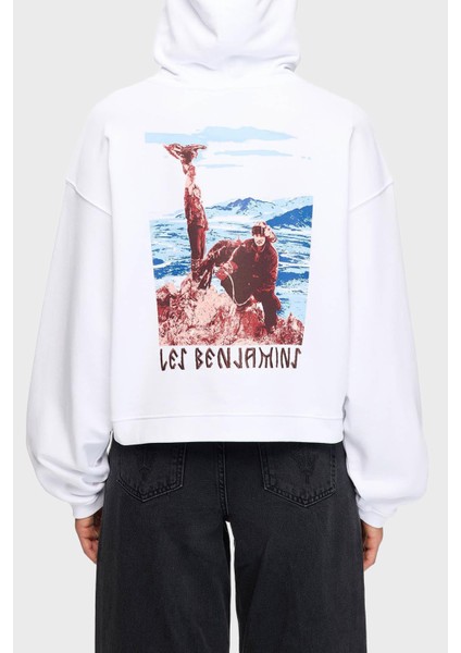 Sırt Baskılı Pamuklu Relaxed Fit Kapüşonlu Yaka Sweat Bayan Sweat LB25FWTURFUHD modelleri