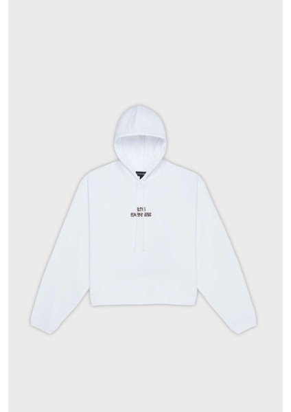 Sırt Baskılı Pamuklu Relaxed Fit Kapüşonlu Yaka Sweat Bayan Sweat LB25FWTURFUHD