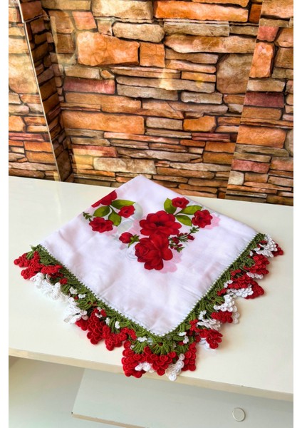 Anne-Kadın Oyalı El Işi Üzümlü Eşarp Tülbent Yazma