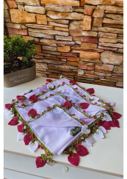 Anne-Kadın Çilek Oyalı El Işi Eşarp Tülbent Yazma modelleri