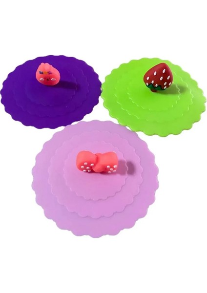 6'lı Silikon Meyve Bitki Hayvan Figürlü Kupa-Bardak Kapağı Seti-Toz Geçirmez Bardak Kapağı Kupa indirimleri