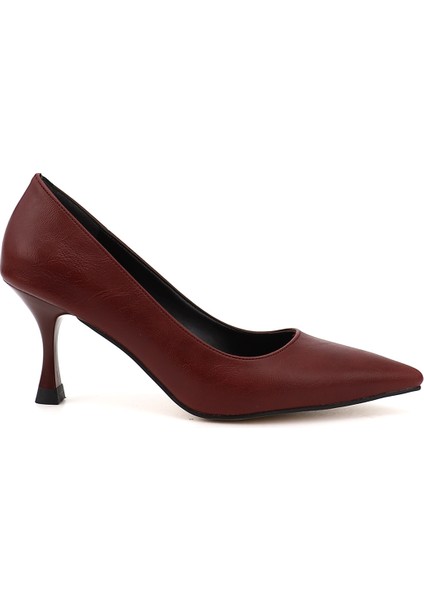 Kadın Bordo Sivri Burun Kadeh Ökçe Stiletto