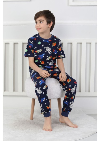 Kısa Kollu Astranot Temalı %100 Pamuk Erkek Çocuk Pijama Takımı fiyatları