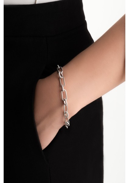 Helena 18 Ayar Beyaz Altın Kaplama Gümüş Zincir Bileklik fiyatları