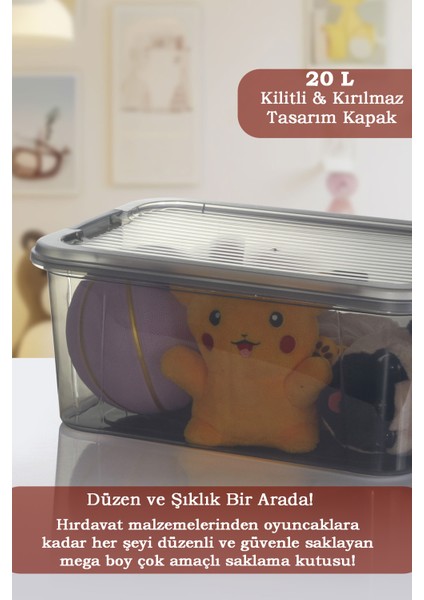 20 Lt Multibox Saklama Kabı - Kilitli Kapaklı Çok Amaçlı Düzenleyici Kiler Depolama Saklama Kutusu fiyatları