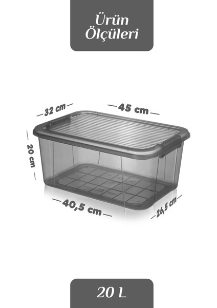 20 Lt Multibox Saklama Kabı - Kilitli Kapaklı Çok Amaçlı Düzenleyici Kiler Depolama Saklama Kutusu fırsatları