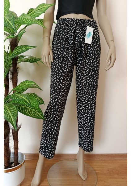 Kadın Siyah Çiçekli Baskılı Pamuklu Penye Pijama Altı fırsatları