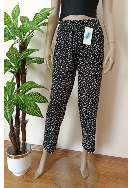 Kadın Siyah Çiçekli Baskılı Pamuklu Penye Pijama Altı indirimleri