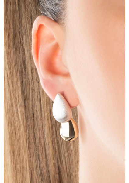 Velora Damla 18 Ayar Sarı ve Beyaz Altın Kaplama Gümüş Küpe fiyatları