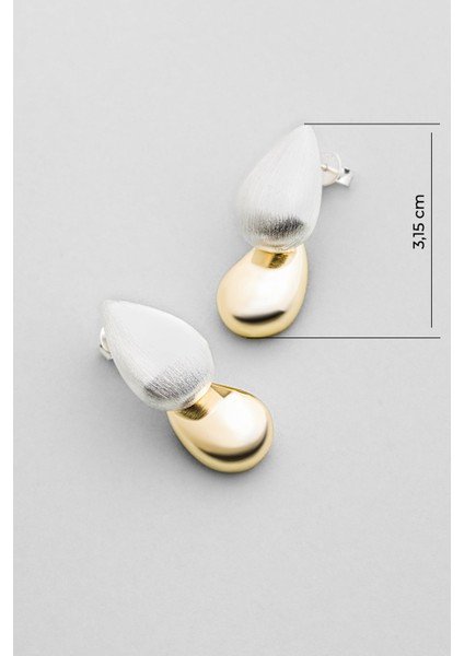 Velora Damla 18 Ayar Sarı ve Beyaz Altın Kaplama Gümüş Küpe modelleri