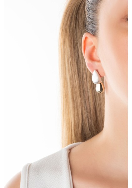 Velora Damla 18 Ayar Sarı ve Beyaz Altın Kaplama Gümüş Küpe fırsatları