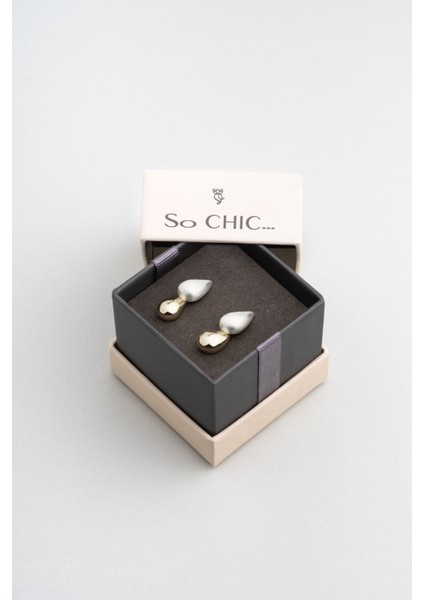 Velora Damla 18 Ayar Sarı ve Beyaz Altın Kaplama Gümüş Küpe indirimleri