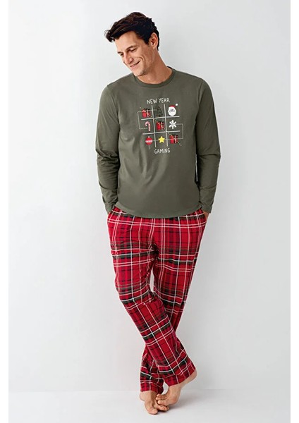 Yılbaşı Temalı Uzun Kol Erkek Pijama Takım 3513