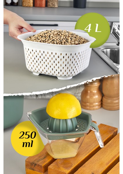 5'li Mutfak Hazırlık Seti - Çok Amaçlı Karıştırma Kabı Kasesi Kesme Tahtası Süzgeç Limon Sıkacağı fırsatları
