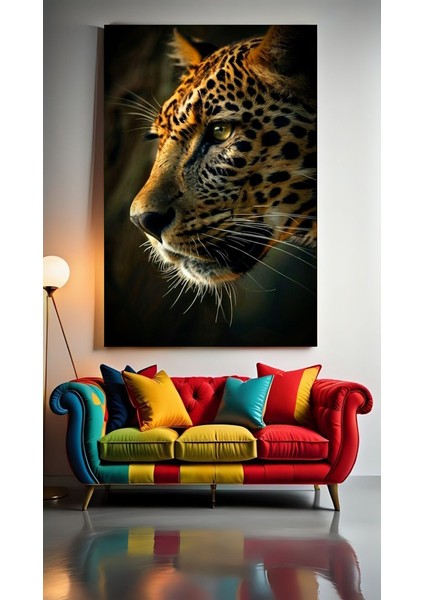 Yırtıcı Leopar V2 Ev Duvar Salon Güzellik Salonu Ofis Dükkan Dekarasyon Kanvas Tablo